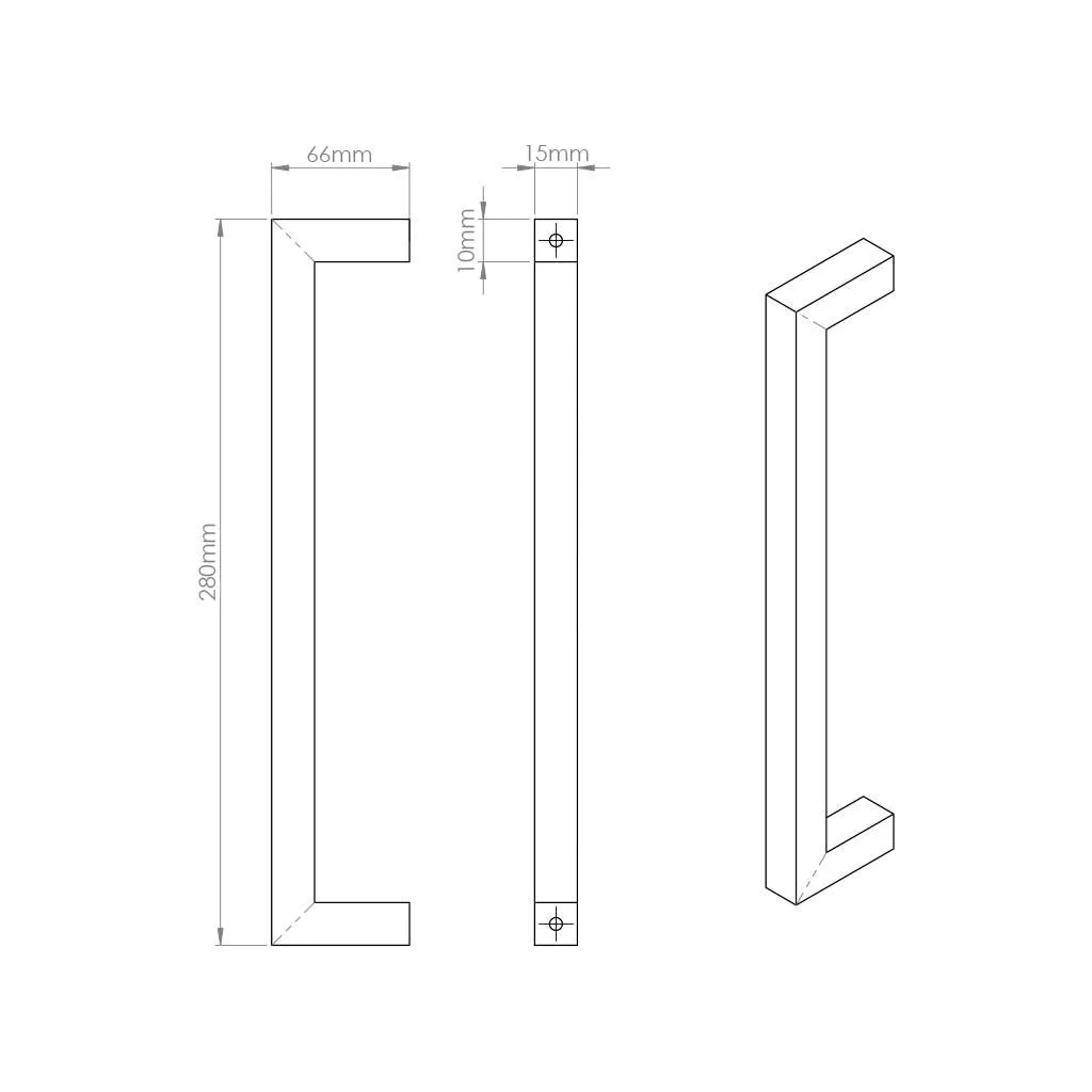 Concord 280mm Back to Back Double Door Pull Handle Pack - 6 Radius Cornered Hinges - Polished Gold Finish