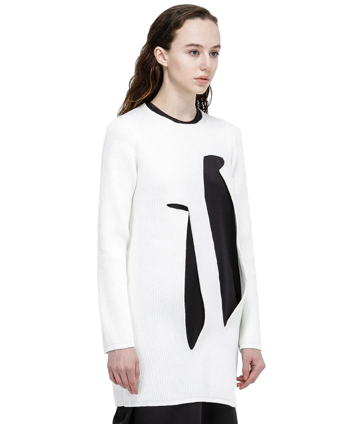 White Cutout Sweater