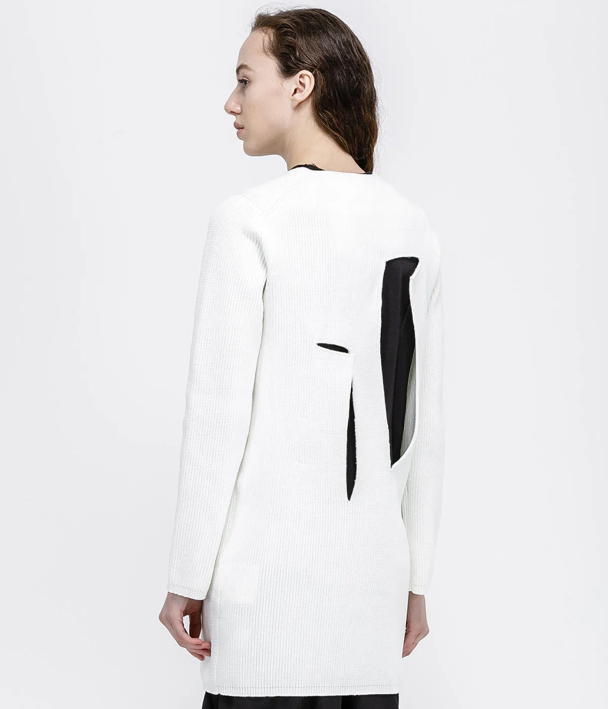 White Cutout Sweater