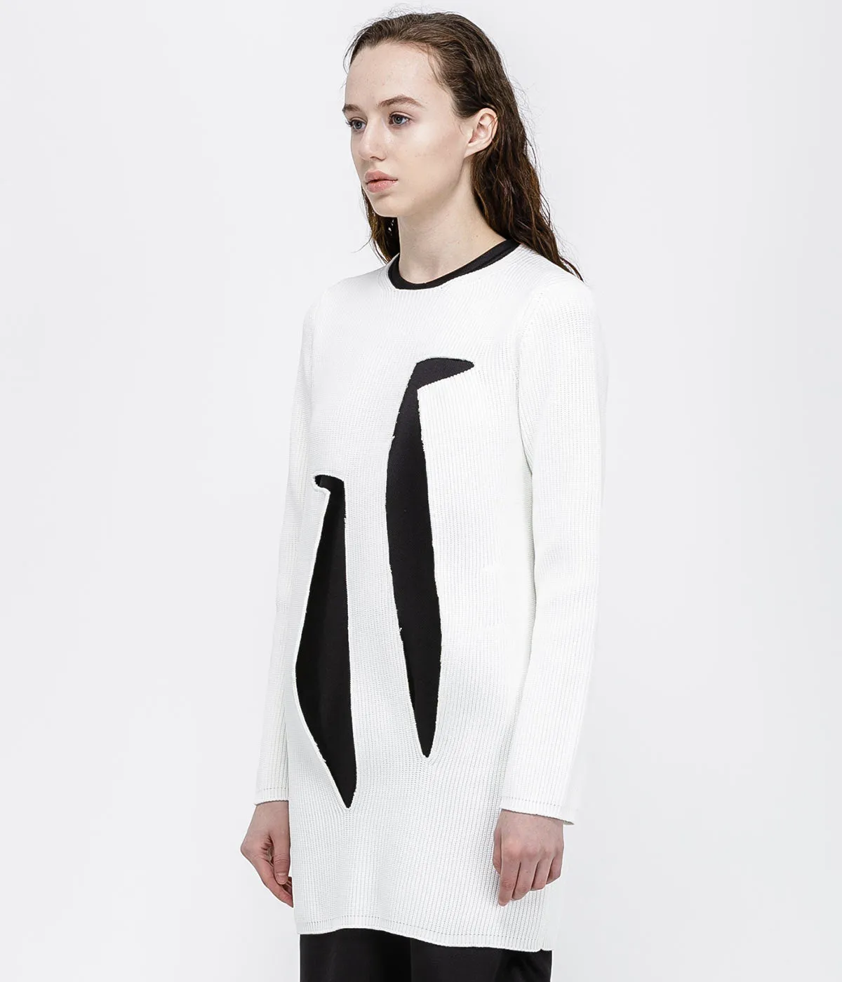 White Cutout Sweater